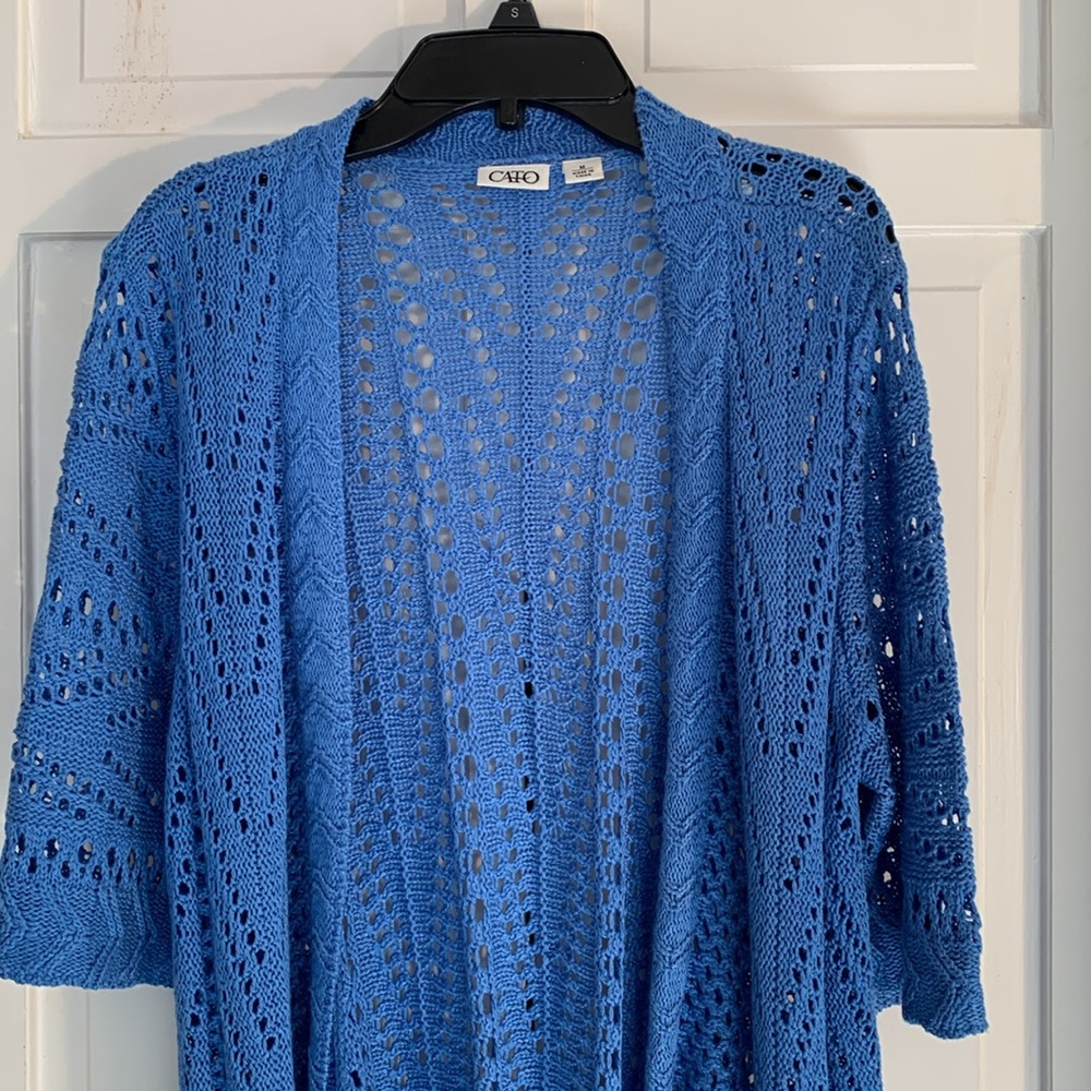 Cato Blue Open-Knit Cardigan